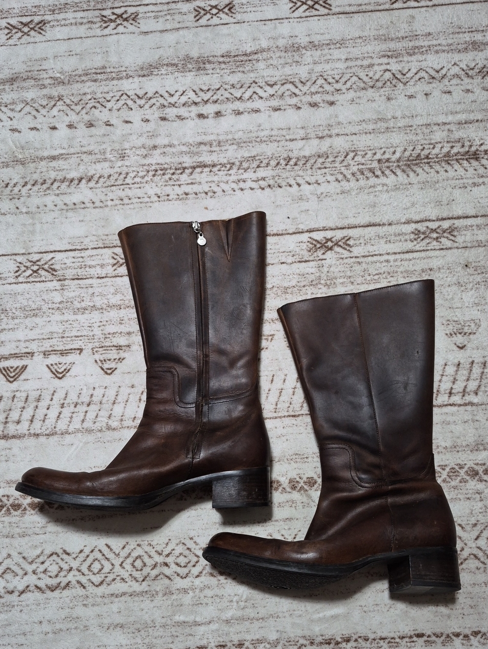 Rockport Women's Dark Brown Leather Mid-Calf Boots with Side Zipper